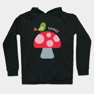 Cute and colorful Mushroom with a Bird on Top! Hoodie